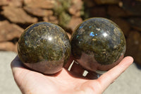 Polished Beautiful Labradorite Spheres With Gold Flash  x 3 From Tulear, Madagascar - TopRock