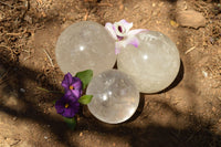 Polished Clear Quartz Crystal Balls / Spheres With Rainbow Veils  x 3 From Madagascar - TopRock