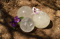 Polished Clear Quartz Crystal Balls / Spheres With Rainbow Veils  x 3 From Madagascar - TopRock