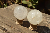 Polished Clear Quartz Crystal Balls / Spheres With Rainbow Veils  x 3 From Madagascar - TopRock