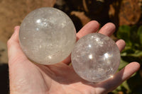 Polished Clear Quartz Crystal Balls / Spheres With Rainbow Veils  x 3 From Madagascar - TopRock