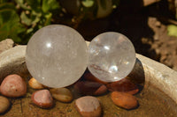 Polished Clear Quartz Crystal Balls / Spheres With Rainbow Veils  x 3 From Madagascar - TopRock