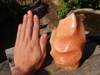 Polished Orange Twist Calcite Flame Sculpture  x 1 From Madagascar