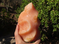 Polished Orange Twist Calcite Flame Sculpture  x 1 From Madagascar