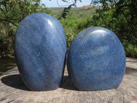 Polished Blue Lazulite Standing Free Forms  x 2 From Madagascar - TopRock