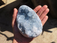 Polished Blue Celestite Egg Geodes  x 2 From Sakoany, Madagascar