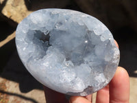 Polished Blue Celestite Egg Geodes  x 2 From Sakoany, Madagascar