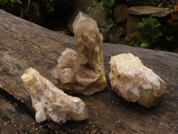 Natural Cascading White Phantom Smokey Quartz Clusters  x 3 From Luena, Congo - TopRock