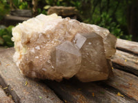 Natural Cascading White Phantom Smokey Quartz Clusters  x 3 From Luena, Congo - TopRock