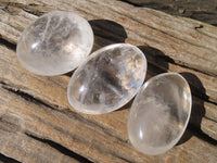 Polished Clear Quartz Galet / Palm Stones x 12 From Madagascar