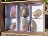 Polished Stichtite & Serpentine Standing Free Forms x 6 From Barberton, South Africa