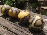 Polished Septarian (Septerye & Calcite) Spheres  x 4 From Mahajanga, Madagascar - TopRock