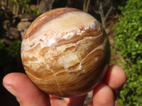 Polished  Chocolate Swirl Aragonite Spheres  x 3 From Antsirabe, Madagascar