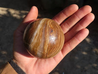 Polished  Chocolate Swirl Aragonite Spheres  x 3 From Antsirabe, Madagascar