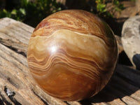 Polished  Chocolate Swirl Aragonite Spheres  x 3 From Antsirabe, Madagascar