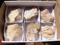 Natural Cascading White Phantom Quartz Clusters  x 6 From Luena, Congo - Toprock Gemstones and Minerals 