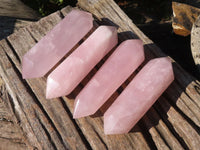 Polished Double Terminated Rose Quartz Points x 4 From Ambatondrazaka, Madagascar