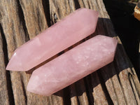 Polished Double Terminated Rose Quartz Points x 4 From Ambatondrazaka, Madagascar