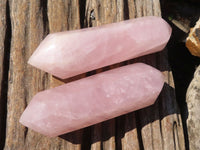 Polished Double Terminated Rose Quartz Points x 4 From Ambatondrazaka, Madagascar