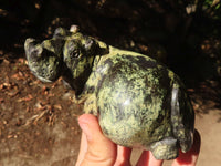 Polished Leopard Stone & Lepidolite Hippo Carvings  x 4 From Zimbabwe - Toprock Gemstones and Minerals 