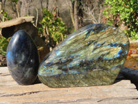 Polished Labradorite Standing Free Forms  x 2 From Tulear, Madagascar