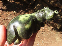 Polished Leopard Stone & Lepidolite Hippo Carvings  x 4 From Zimbabwe - Toprock Gemstones and Minerals 