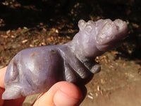 Polished Leopard Stone & Lepidolite Hippo Carvings  x 4 From Zimbabwe - Toprock Gemstones and Minerals 