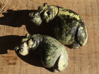 Polished Leopard Stone & Lepidolite Hippo Carvings  x 4 From Zimbabwe - Toprock Gemstones and Minerals 