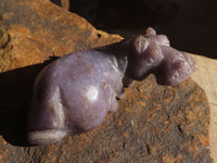 Polished Leopard Stone & Lepidolite Hippo Carvings  x 4 From Zimbabwe - Toprock Gemstones and Minerals 