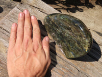 Polished Labradorite Standing Free Forms  x 2 From Tulear, Madagascar