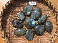 Polished Labradorite Gallets with Selected Flash (Palm Stones) - sold per kg - From Tulear, Madagascar - TopRock