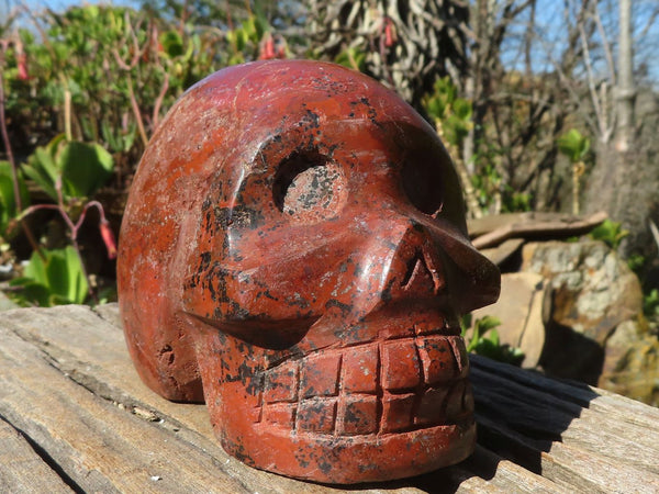 Polished Red Jasper Skull Carving  x 1 From Madagascar