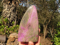 Polished Stichtite & Serpentine Standing Free Forms With Silky Purple Threads  x 2 From Barberton, South Africa - Toprock Gemstones and Minerals 