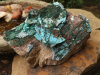 Natural Drusy Coated Chrysocolla & Malachite On Dolomite Specimen  x 1 From Likasi, Congo - TopRock