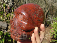 Polished Red Jasper Skull Carving  x 1 From Madagascar