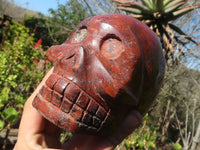 Polished Red Jasper Skull Carving  x 1 From Madagascar