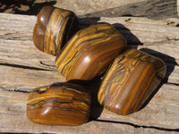 Polished Golden Tigers Eye Free Forms x 4 From Prieska, Northern Cape