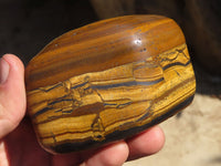 Polished Golden Tigers Eye Free Forms x 4 From Prieska, Northern Cape