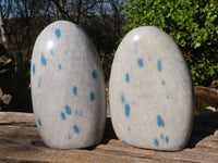 Polished Blue Spotted Spinel Quartz Standing Free Forms  x 2 From Madagascar - Toprock Gemstones and Minerals 