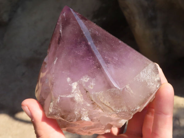 Polished Extra Large Smokey Window Amethyst Quartz Crystal x 1 From Ambatondrazaka, Madagascar