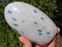 Polished Blue Spotted Spinel Quartz Standing Free Forms  x 2 From Madagascar - Toprock Gemstones and Minerals 