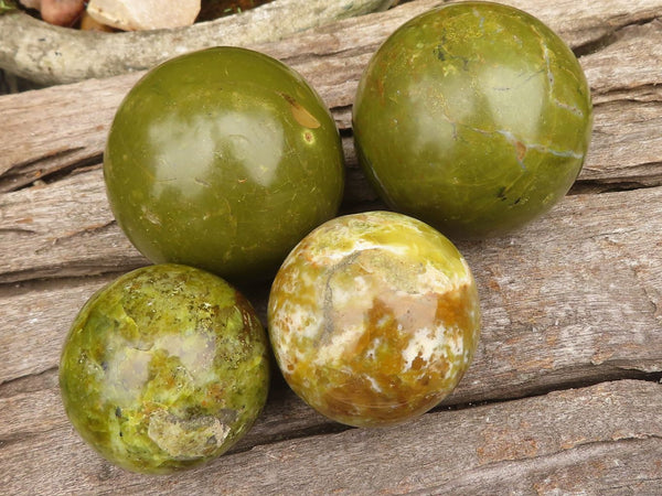 Polished Gorgeous Selection Of Green Opal Spheres  x 3 From Madagascar - TopRock