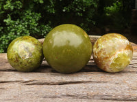 Polished Gorgeous Selection Of Green Opal Spheres  x 3 From Madagascar - TopRock