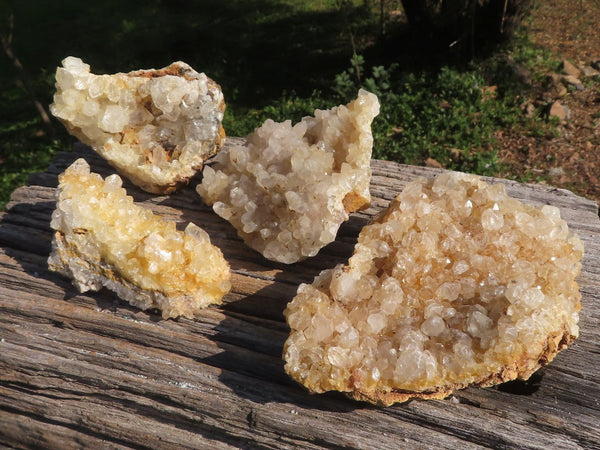 Natural Golden Limonite / Lemonite Quartz Clusters x 4 From Solwezi, Zambia - TopRock