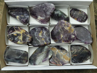 Polished Semi Translucent Watermelon Fluorite Free Forms  x 12 From Uis, Namibia - TopRock