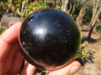 Polished  Schorl Black Tourmaline Spheres x 3 From Madagascar