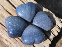 Polished Blue Lazulite Gemstone Hearts  x 4 From Madagascar