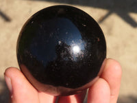 Polished  Schorl Black Tourmaline Spheres x 3 From Madagascar