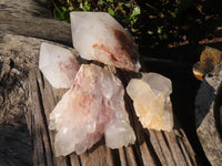 Natural Pink Hematoid Tinted Quartz Crystal Formations  x 4 From Madagascar