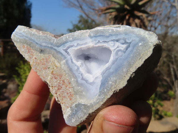 Polished One Side Polished Blue Lace Agate Pieces x 6 From Nsanje, Malawi